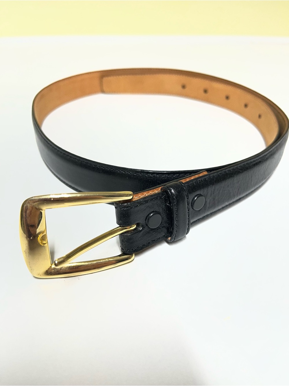Men’s Size 36 Tiffany & Co. Black Leather Belt (Golden Buckle not Tiffany)